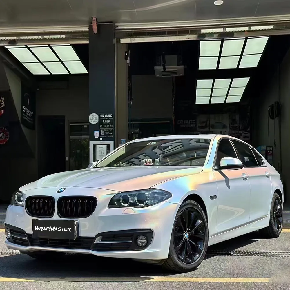 diamond laser white bmw car wrap